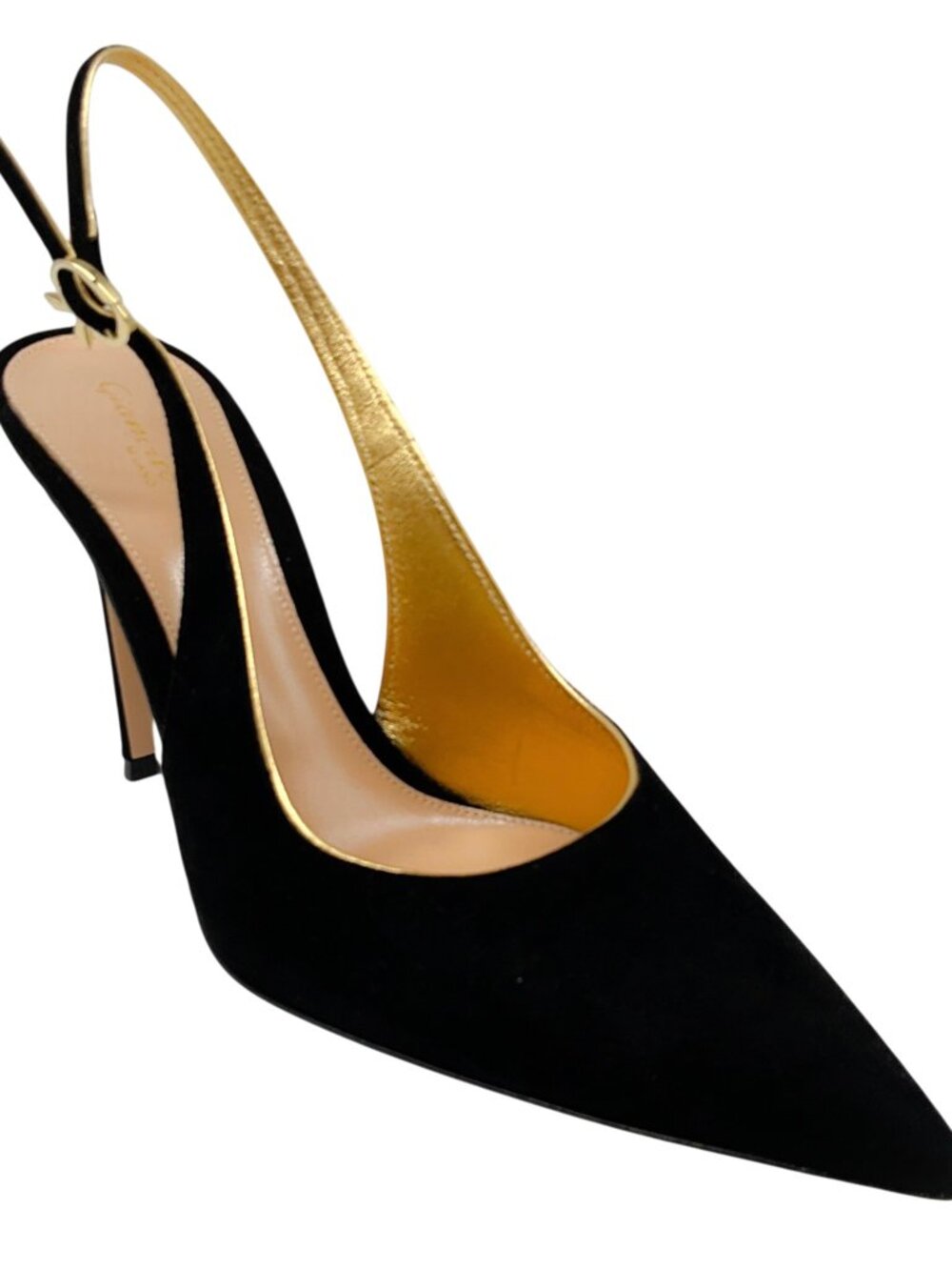 Gianvito Rossi Black Suede Yves Slingback Pumps